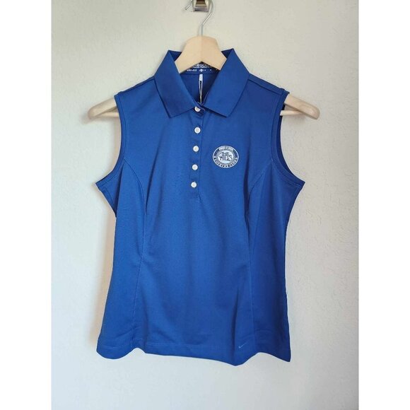 Nike Women's Sleeveless Blue Golf Polo Shirt Size Medium - Picture 1 of 11